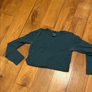 Teal Cropped Long Sleeve Top, size XS